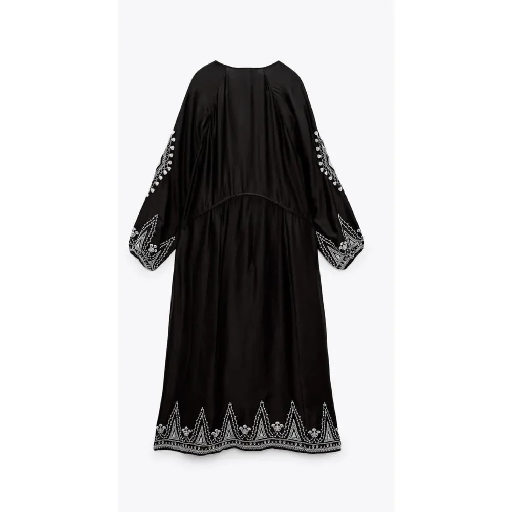 Zara Embroidered Dress Limited Edition New Black - Picture 6 of 14